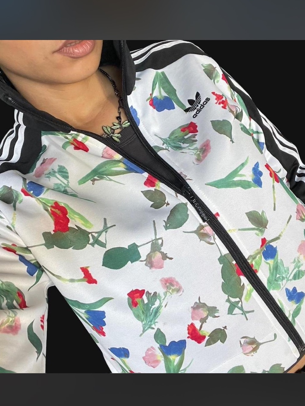adidas originals bomber track jacket with floral pattern - Picture 3 of 3